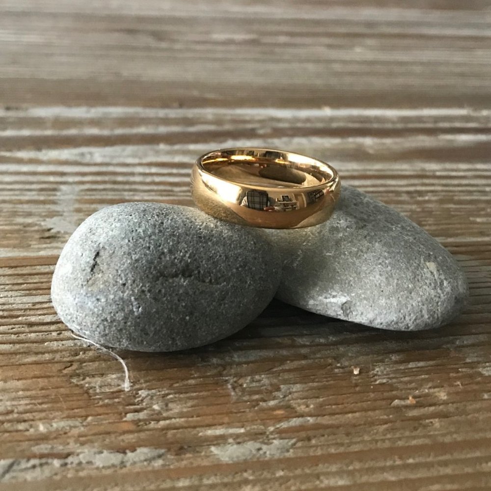 NEW 8mm Gold Color Tungsten Carbide Men ring Sz 9